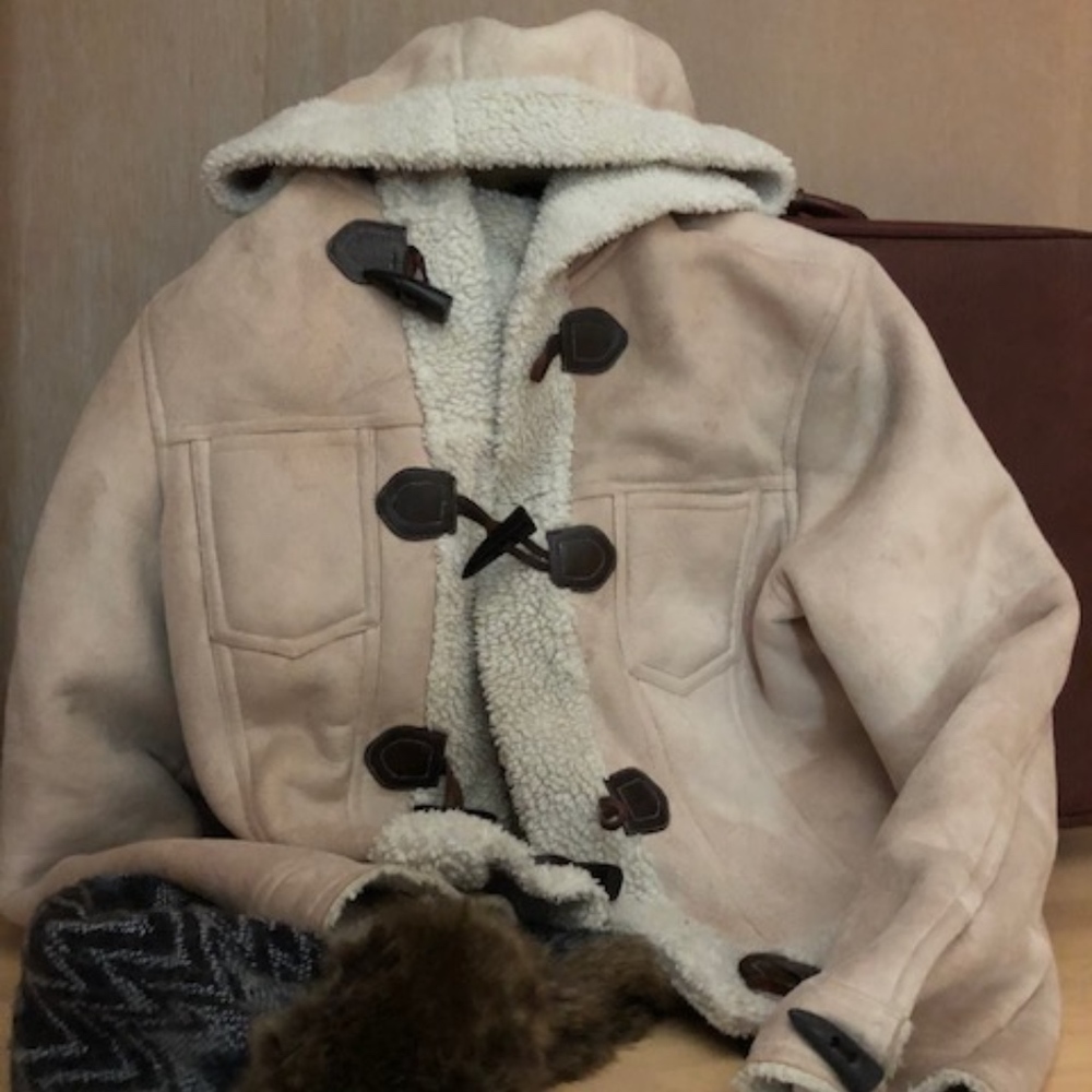 Bebe Faux Shearling Cropped Toggel Coat